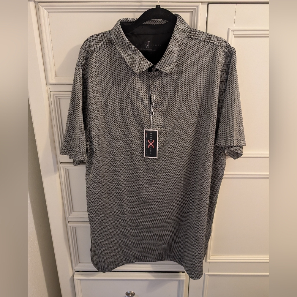 Bobby Jones H2O Performance Collection Gray Patterned Polo Golf Shirt